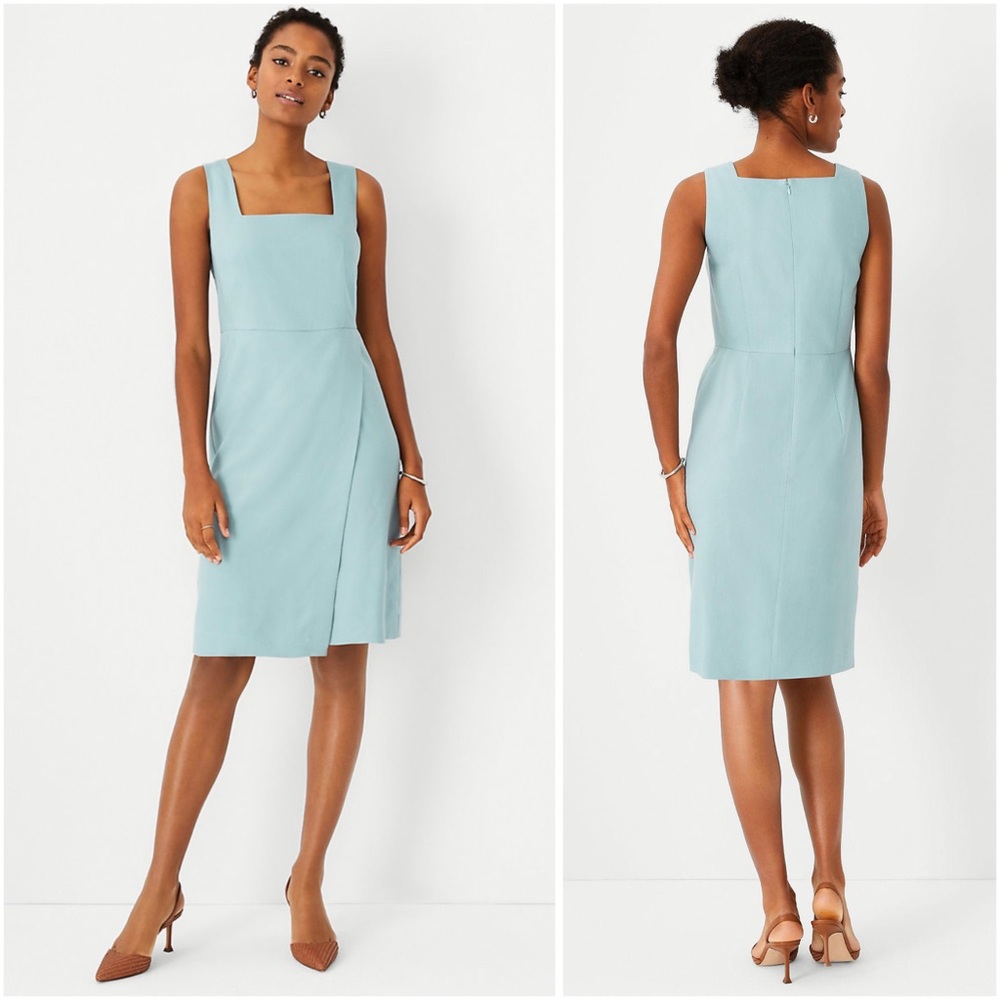 Ann Taylor Faux Wrap Square Neck Dress